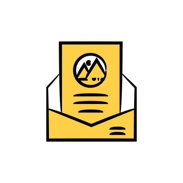 Envelope Ícone Marca Para Branding Conceito Design Amarelo Desenhado Mão — Vetor de Stock