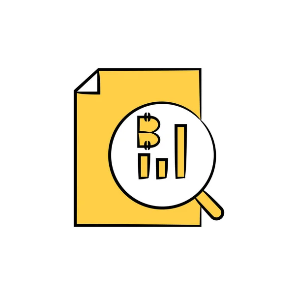Lupe Scannt Bitcoin Dokument Symbol — Stockvektor