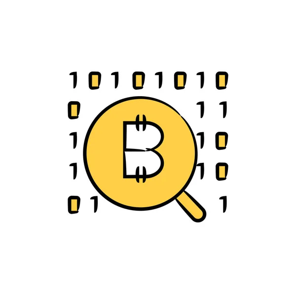 Lupa Escanear Bitcoin Número Binario — Vector de stock