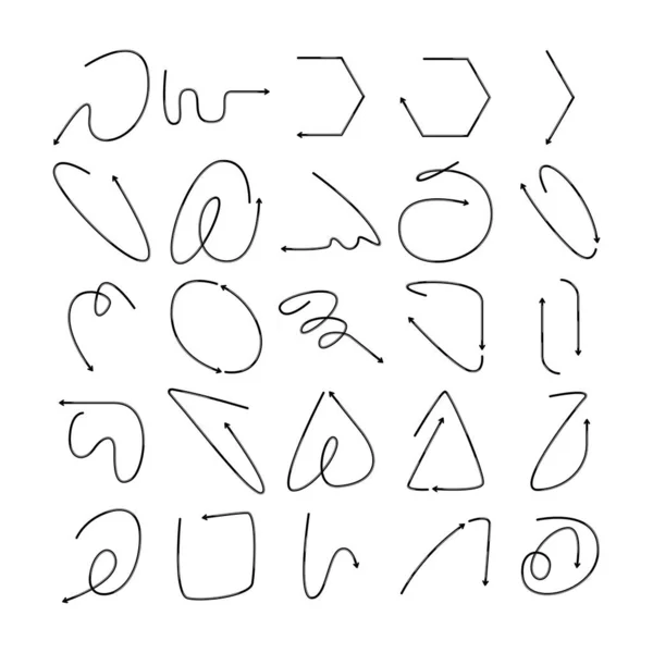 Vector Doodle Pijlen Pictogrammen Ingesteld — Stockvector