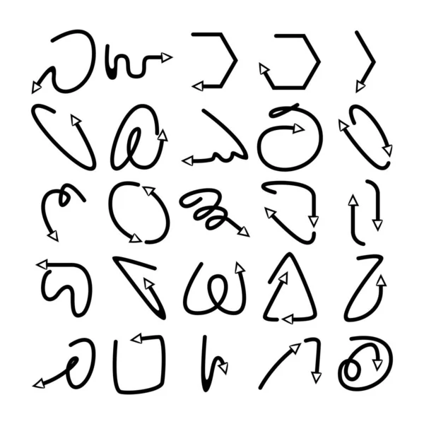 Vector Doodle Pijlen Pictogrammen Ingesteld — Stockvector