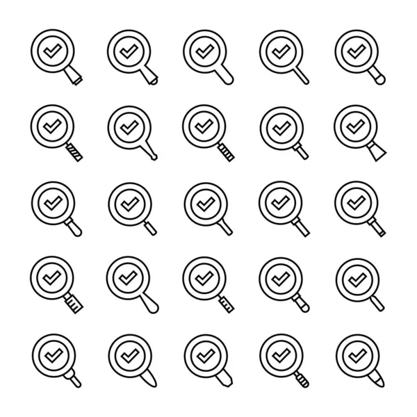 Magnifier Check Mark Icons — Stockvektor