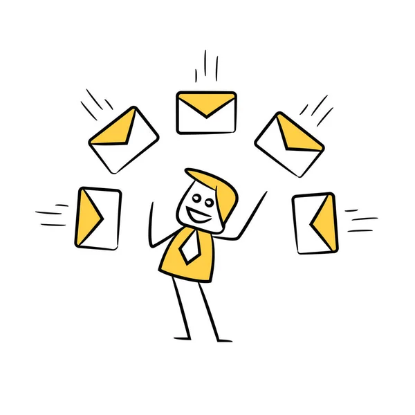 Empresário Mails Figura Vara Amarela — Vetor de Stock
