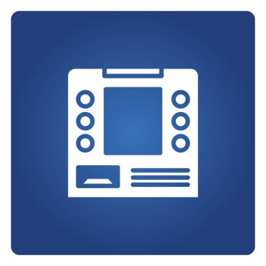 ATM, mavi arka planda otomatik veznedar makinesi