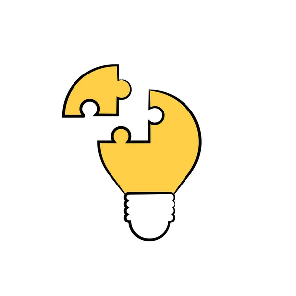 Idée Ampoule Puzzle Jaune Dessiné Main — Image vectorielle