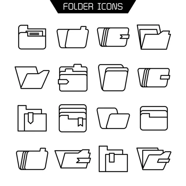 Ordner Und Archivsymbole Setzen Zeilenvektor — Stockvektor