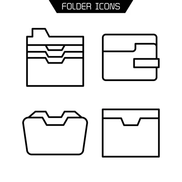 Ordner Und Archivsymbole Setzen Zeilenvektor — Stockvektor