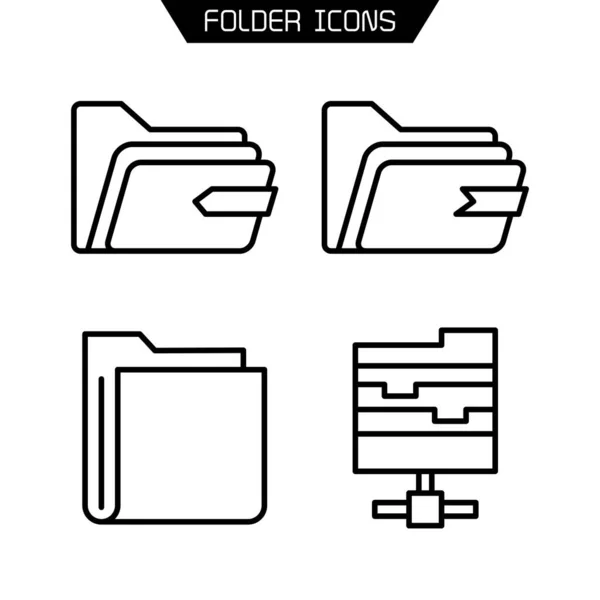 Ordner Und Archivsymbole Setzen Zeilenvektor — Stockvektor