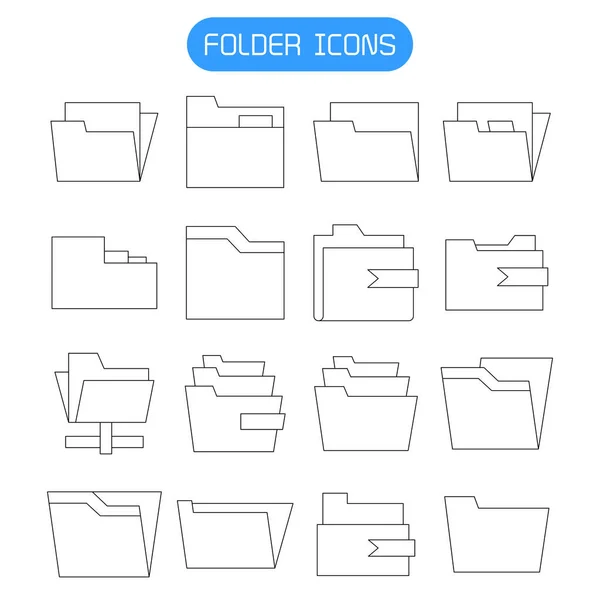 Ordner Und Archivsymbole Setzen Zeilenvektor — Stockvektor