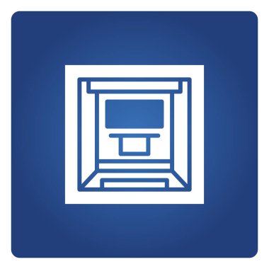 ATM, mavi arka planda otomatik veznedar makinesi