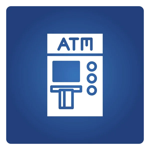 Atm 青の背景に自動現金自動預け払い機 — ストックベクタ