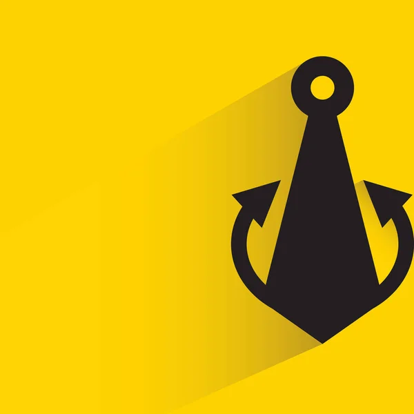 Anchor Drop Shadow Yellow Background — Stock Vector