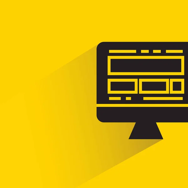 Σχεδιασμός Web Στην Οθόνη Της Επιφάνειας Εργασίας Σκιά Πτώση Κίτρινο — Διανυσματικό Αρχείο