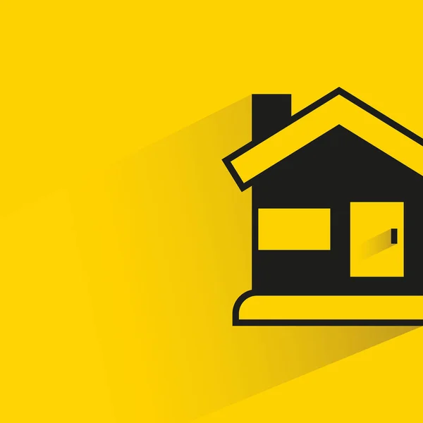Huis Gebouw Met Slagschaduw Gele Achtergrond — Stockvector