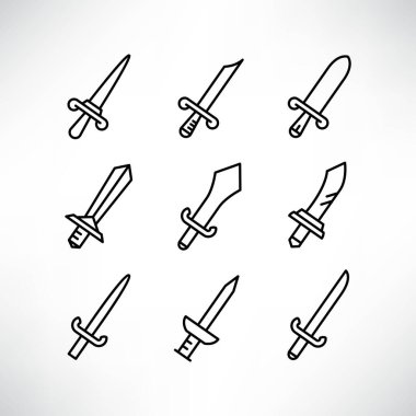 kılıç ve rapier simgeleri satır tasarımı ayarlayın