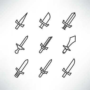 kılıç ve rapier simgeleri satır tasarımı ayarlayın