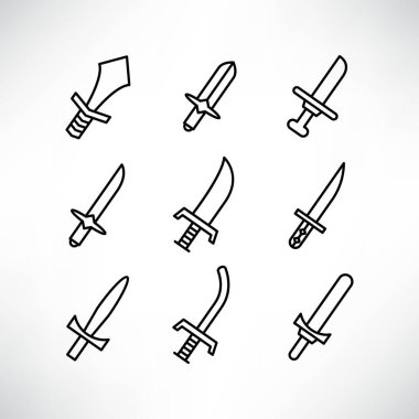 kılıç ve rapier simgeleri satır tasarımı ayarlayın