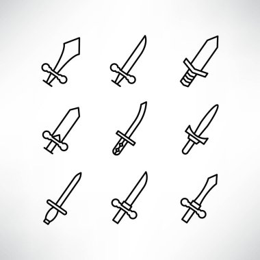 kılıç ve rapier simgeleri satır tasarımı ayarlayın