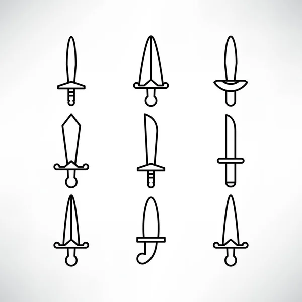 Schwert Und Degensymbole Setzen Liniendesign — Stockvektor