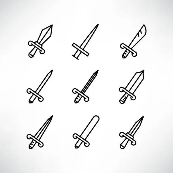 Espada Iconos Estoque Diseño Línea — Vector de stock