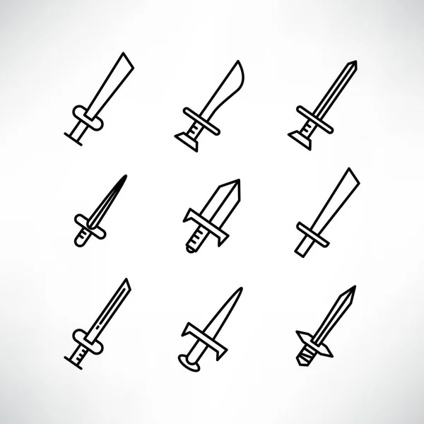 Sword Rapier Icons Set Line Design — Stock Vector