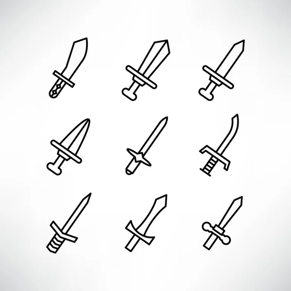 Sword Rapier Icons Set Line Design — Stock Vector