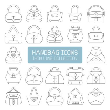 el çantası ve kese simgeleri ince çizgi tasarımı