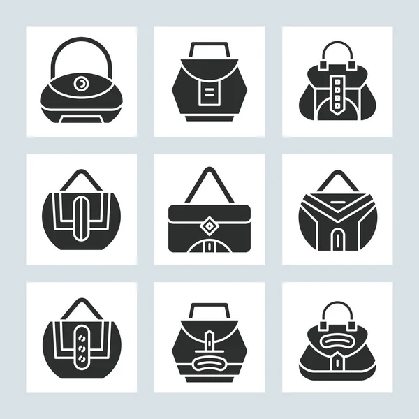 Handbag Pouch Icons Glyph Design — Stock Vector