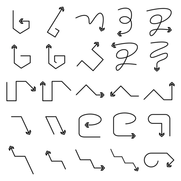 Icônes Arc Flèche Définir Conception Ligne — Image vectorielle