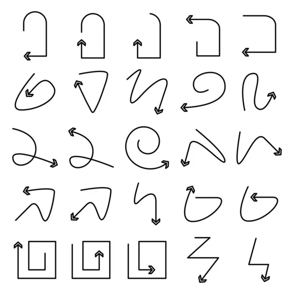 Pijl Boog Pictogrammen Set Lijn Ontwerp — Stockvector