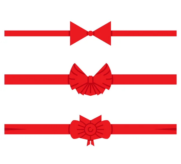 Красные Ленты Красные Бантики Украшения Подарков Карточек — стоковый вектор