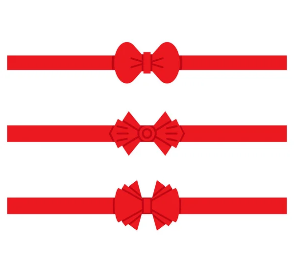 Rubans Rouges Nœuds Rouges Pour Décoration Cadeaux Cartes — Image vectorielle
