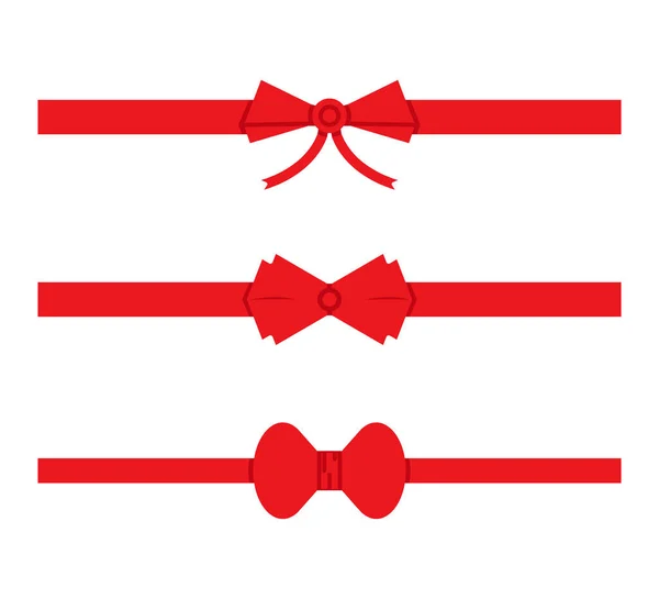 Rubans Rouges Nœuds Rouges Pour Décoration Cadeaux Cartes — Image vectorielle
