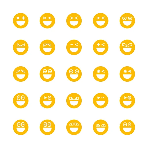 Emoticon Amarelo Emoji Círculo Rosto Definido — Vetor de Stock