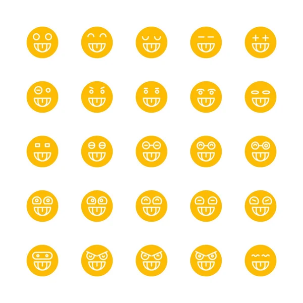 Yellow Emoticon Emoji Circle Face Set — Stock Vector