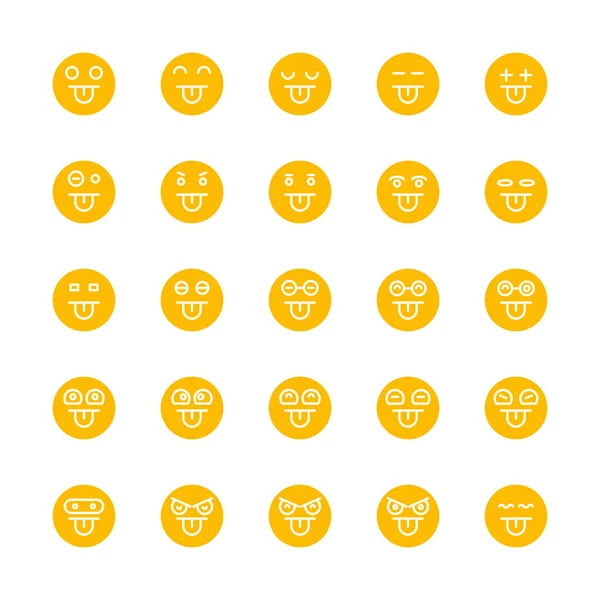 Yellow Emoticon Emoji Circle Face Set — Stock Vector