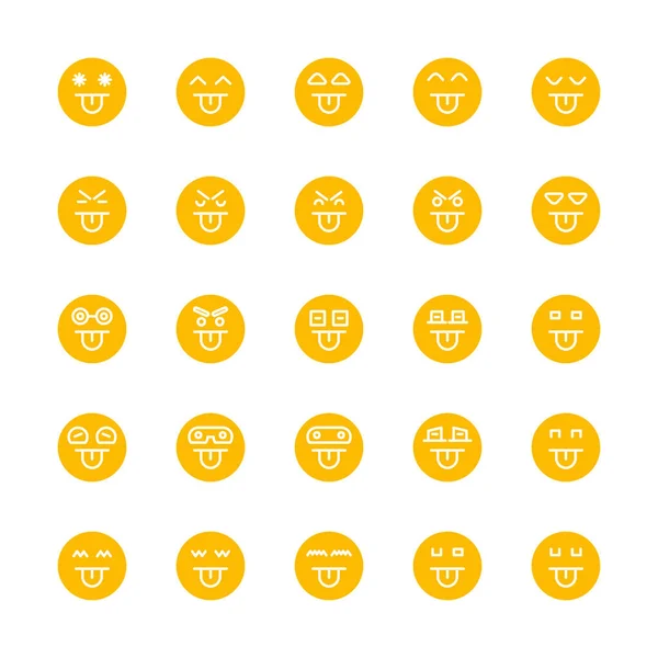 Yellow Emoticon Emoji Circle Face Set — Stock Vector