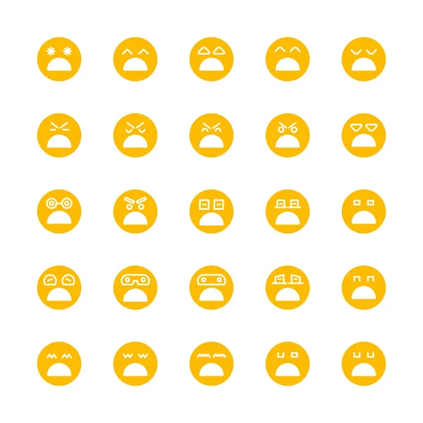 Emoticono Amarillo Emoji Círculo Conjunto Caras — Vector de stock