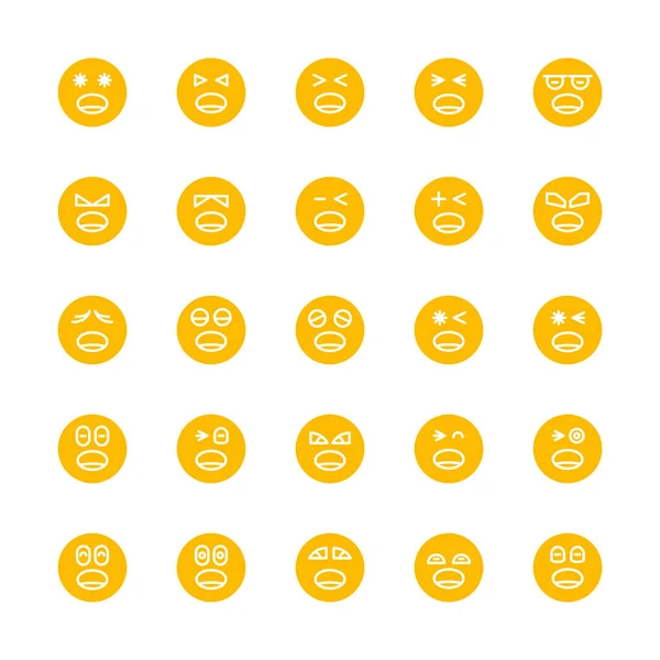 Yellow Emoticon Emoji Circle Face Set — Stock Vector