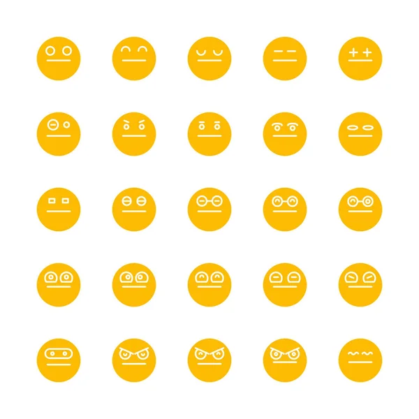 Yellow Emoticon Emoji Circle Face Set — Stock Vector