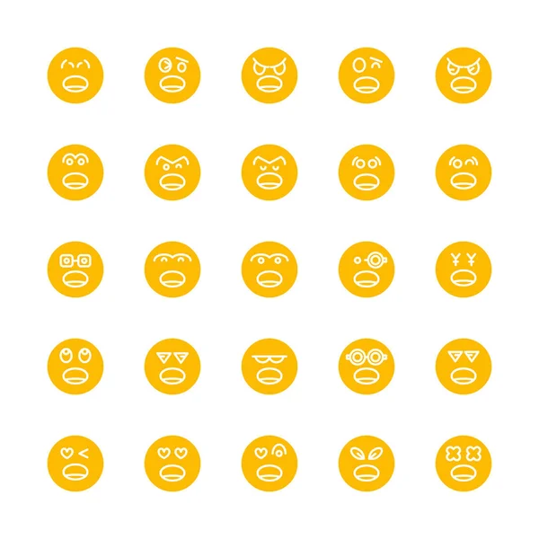 Emoticono Amarillo Emoji Círculo Conjunto Caras — Vector de stock