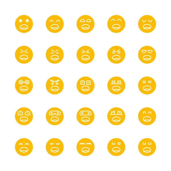 Yellow Emoticon Emoji Circle Face Set — Stock Vector