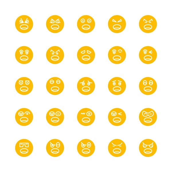 Emoticon Kuning Emoji Circle Face Set - Stok Vektor