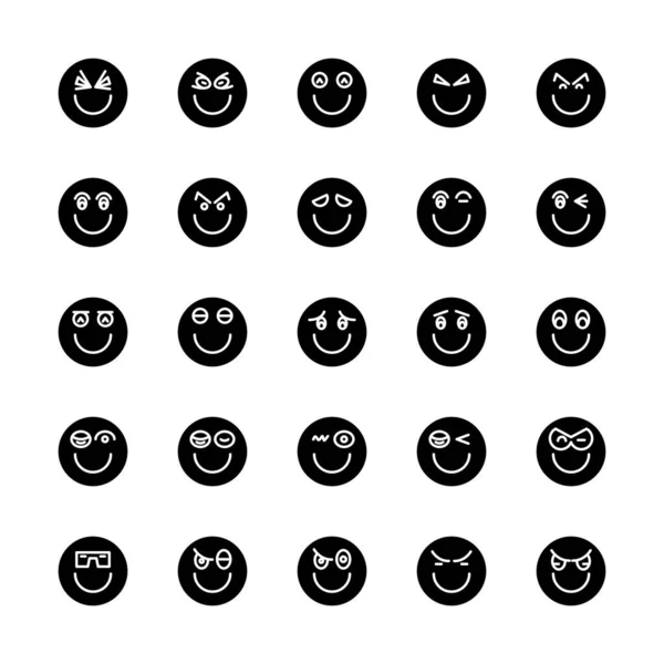 Émoticône Ensemble Visage Cercle Emoji — Image vectorielle