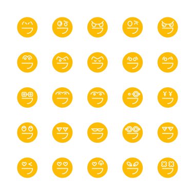 Sarı ifade, emoji dairesi seti