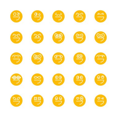 Sarı ifade, emoji dairesi seti