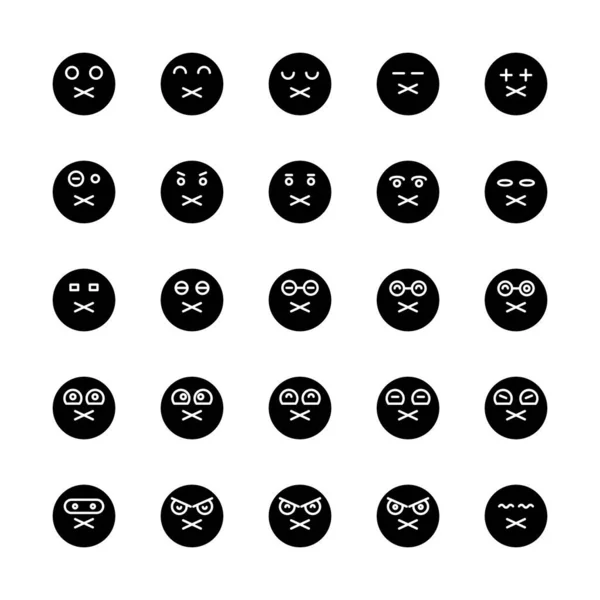 Emoticon Emoji Círculo Rosto Definido — Vetor de Stock