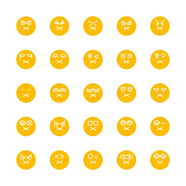 Emoticono Amarillo Emoji Círculo Conjunto Caras — Vector de stock