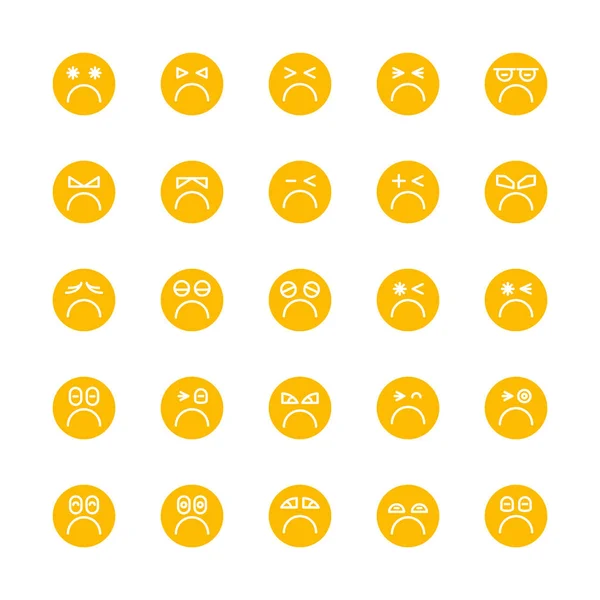 Yellow Emoticon Emoji Circle Face Set — Stock Vector