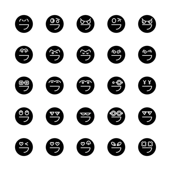 Émoticône Ensemble Visage Cercle Emoji — Image vectorielle